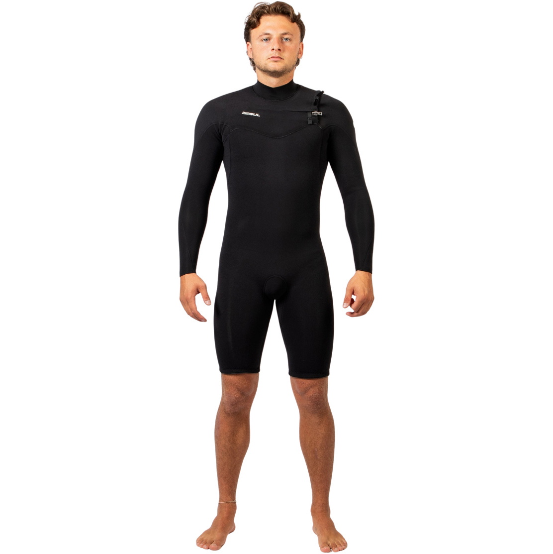 2026 Gul Männer Echo Natur 3/2mm Brustreißverschluss Langärmel Frühlingsanzug Neoprenanzug EC3325-BKBK - Black